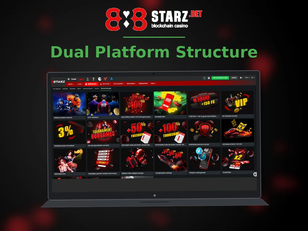 888Starz Casino - Dual Platform Structure