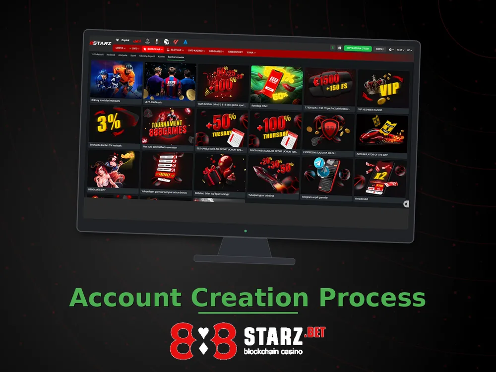 888Starz Casino - Account Creation Process