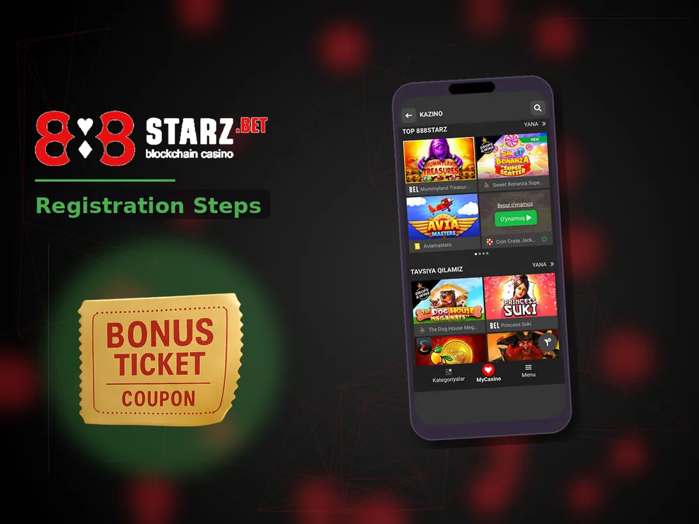888Starz Casino - Registration Steps