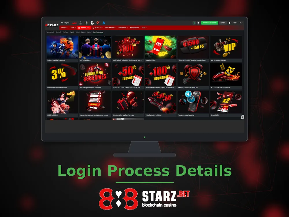 888Starz Casino - Login Process Details