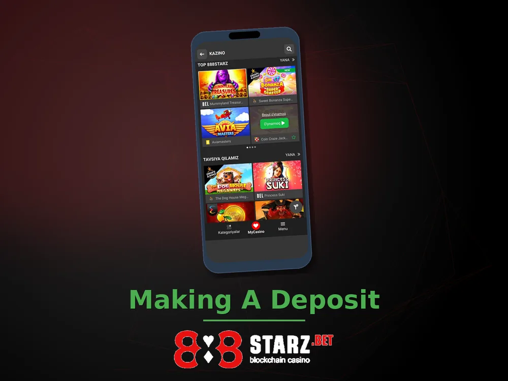 888Starz Casino - Making A Deposit