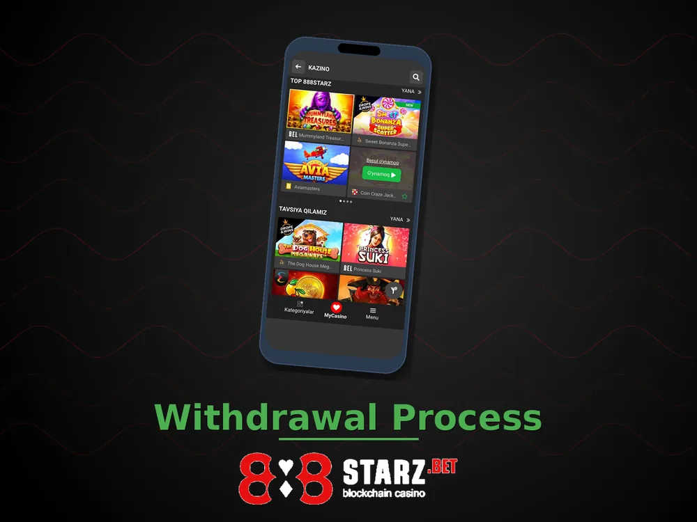 888Starz Casino - Withdrawal Process