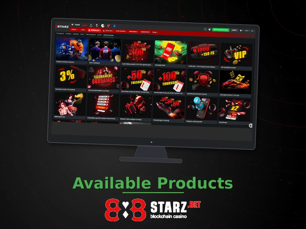 888Starz Casino - Available Products