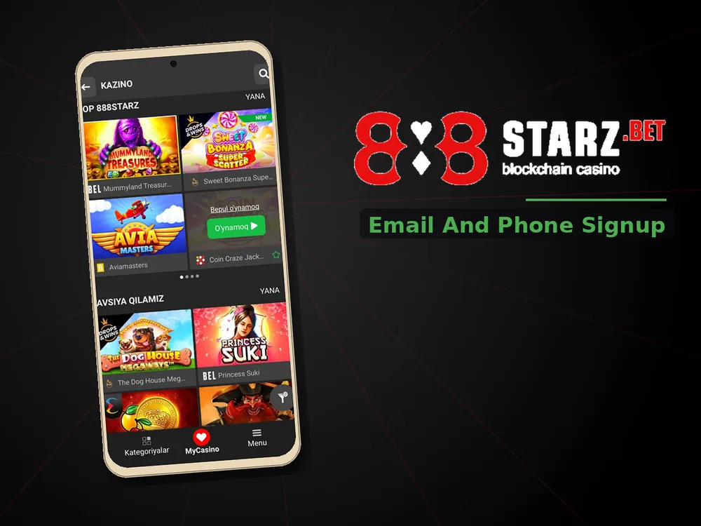 888Starz Casino - Email And Phone Signup