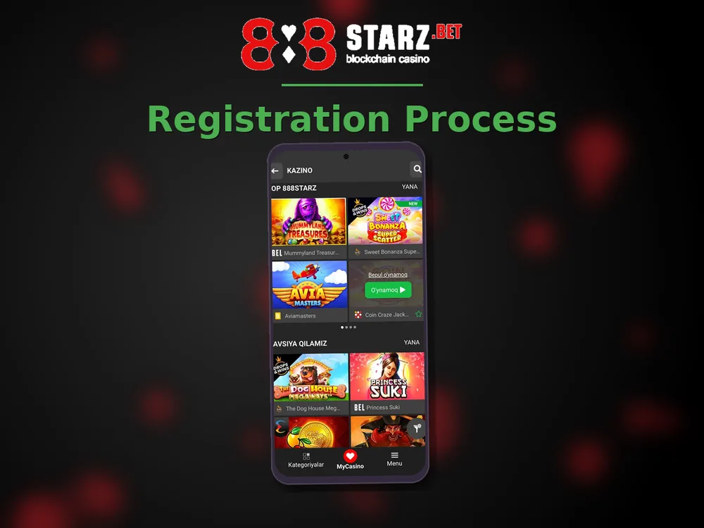 888Starz Casino - Registration Process