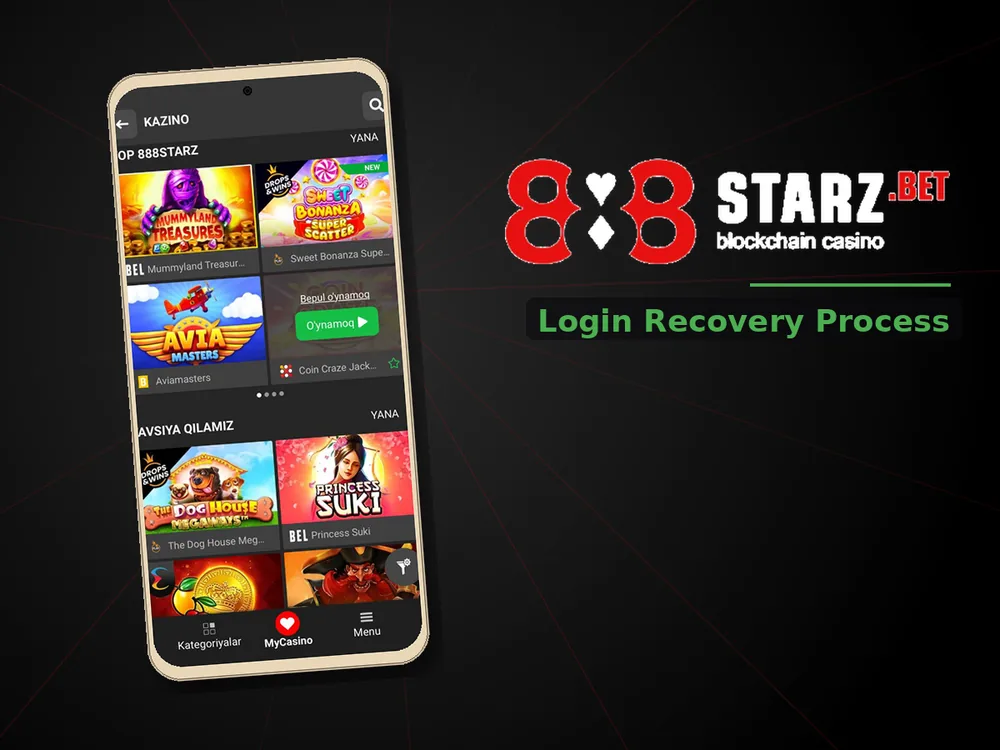 888Starz Casino - Login Recovery Process