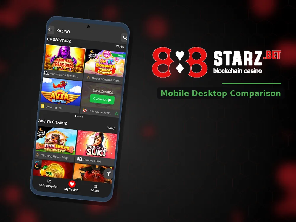 888Starz Casino - Mobile Desktop Comparison