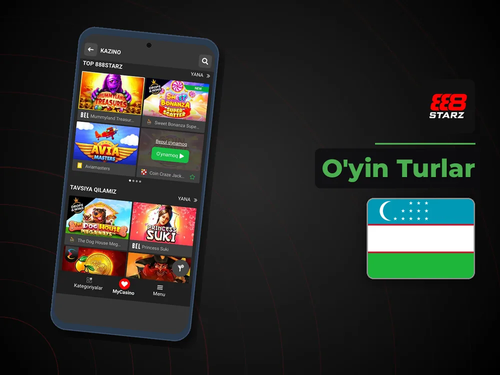 888Starz Casino - O'yin Turlar
