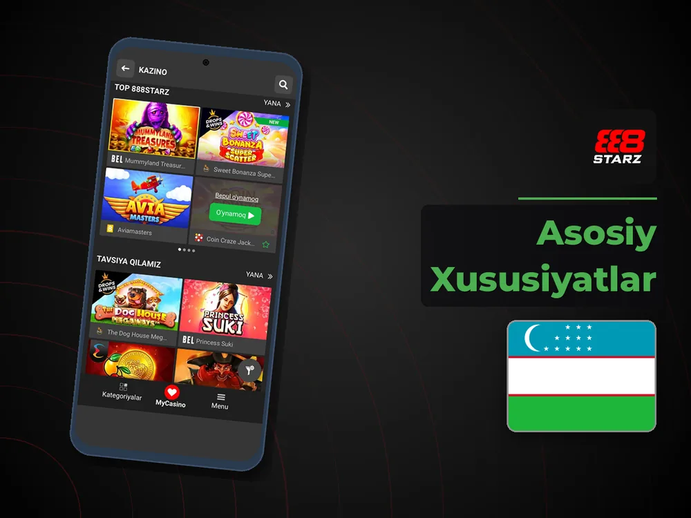 888Starz Casino - Asosiy Xususiyatlar