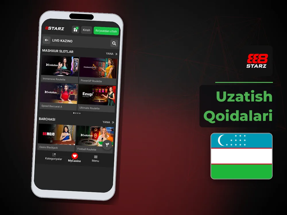 888Starz Casino - Uzatish Qoidalari