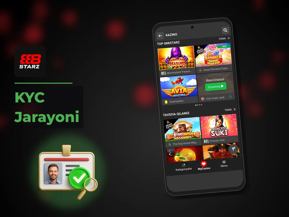 888Starz Casino - KYC Jarayoni
