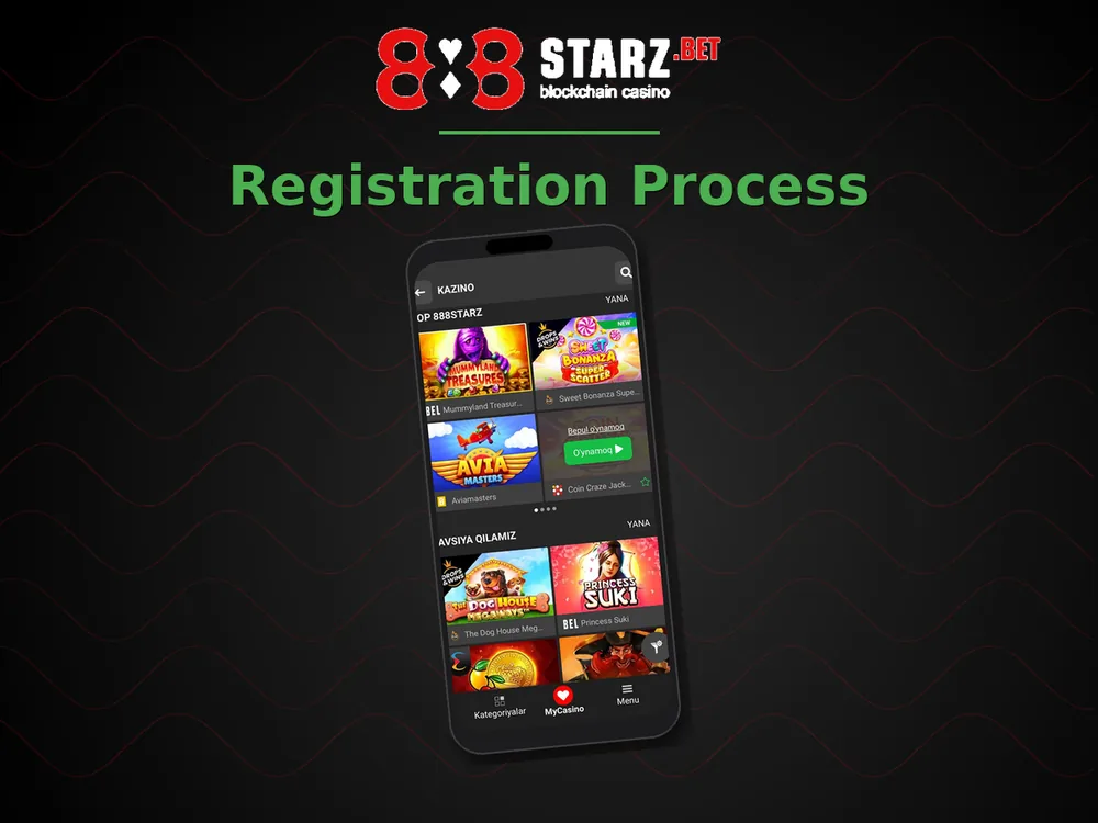 888Starz Casino - Registration Process