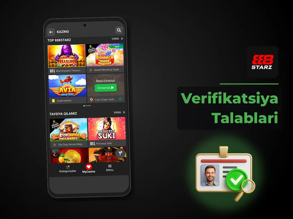 888Starz Casino - Verifikatsiya Talablari