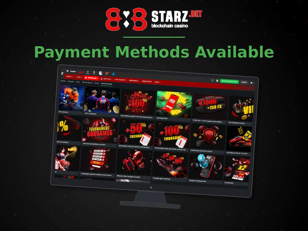 888Starz Casino - Payment Methods Available